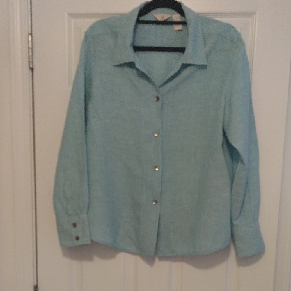J. Jill Tiffany Blue 100% Linen Blouse